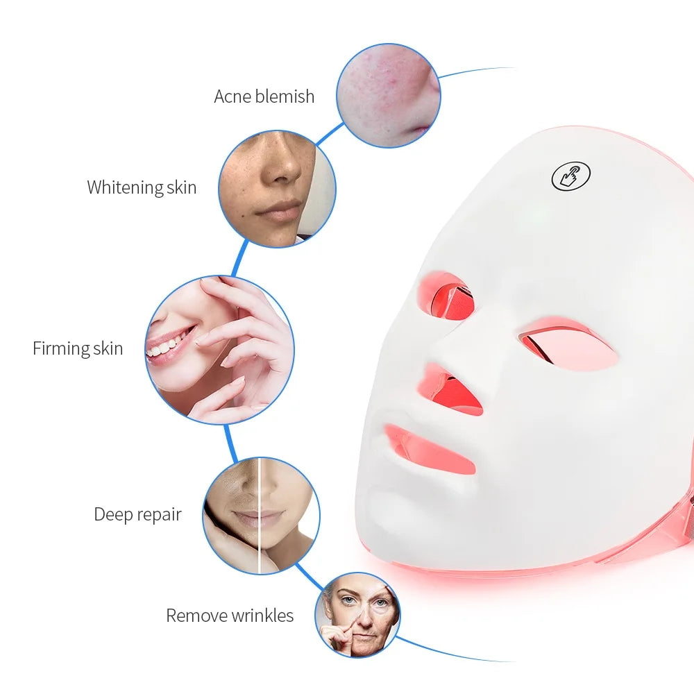 7-Color LED Photon Facial Mask – Rechargeable Skin Rejuvenation & Lifting Therapy