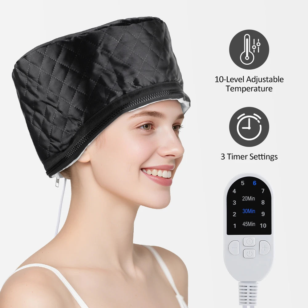 Heated Hair Steamer Cap – Adjustable Spa Hair Care Hat