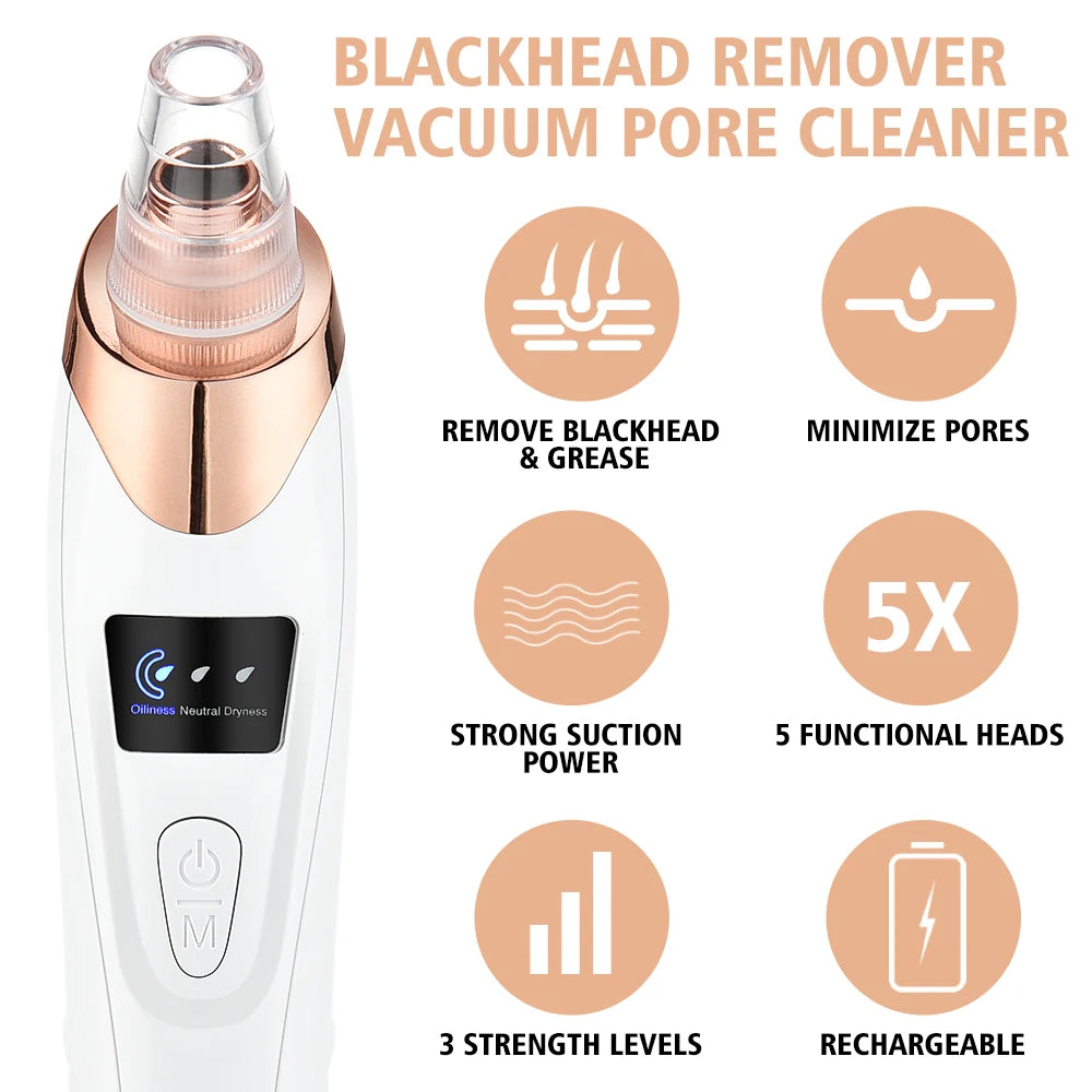 3-Mode Blackhead Remover – Electric Pore Vacuum & Deep Facial Cleansing Tool