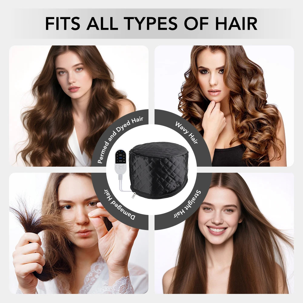 Heated Hair Steamer Cap – Adjustable Spa Hair Care Hat